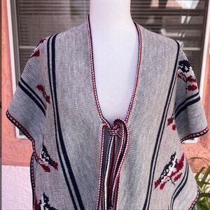 Vintage 1970s knit bird poncho